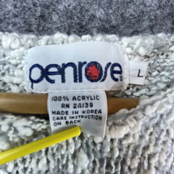 Vintage Penrose Sweater Womens Large Grey Coastal Grandma 80s Indie Sleaze Cozy - Picture 3 of 5